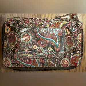 soft pocket wallet brown botanical floral design trifold design velcro closure